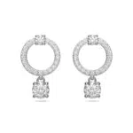 Swarovski Orecchini Attract Circolari Placcati Rodio