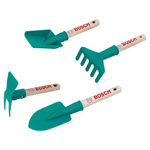 Theo Klein Set Giardinaggio Bosch per Bambini - Vanga, Rastrello, Pala e Zappa