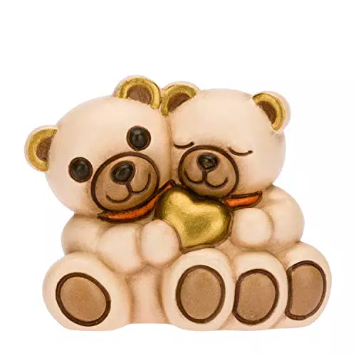THUN Bomboniera in Ceramica Decorata a Mano con Coppia Teddy e Cuore