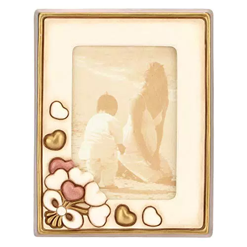 THUN Cornice Portafoto Rettangolare Ceramica Linea Hearts 10x15 cm