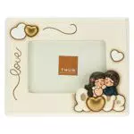 THUN Portafoto Sposini in Ceramica per Arredare la Casa 13,5x17 cm