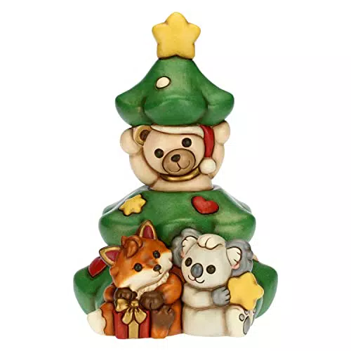 THUN Totem Albero Amici del Natale in Ceramica - Decorazione Natalizia