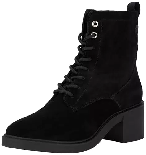 Tommy Hilfiger Stivali Suede Mid Heel Laceup con Tacco per Donna