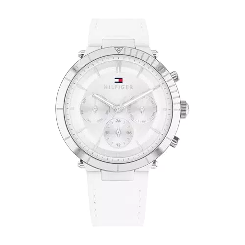 Tommy Hilfiger Orologio Analogico Multifunzionale da Donna con Cinturino in Pelle