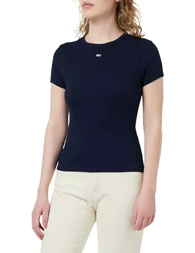 Tommy Jeans TJW Slim Essential Rib Maglietta a Maniche Corte