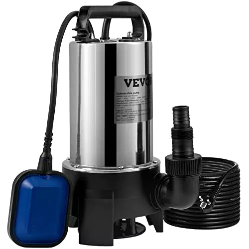 VEVOR Pompa Sommersa Elettrica per Drenaggio Acqua Sporca 1100W Giardino e Piscina
