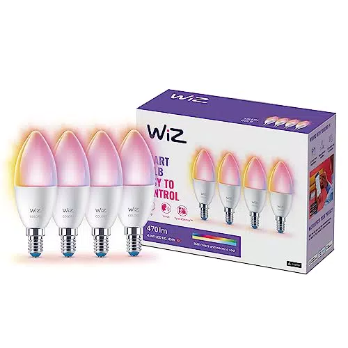 WiZ Lampadina Smart WiFi E14 40W Dimmerabile con Controllo Vocale e SpaceSense