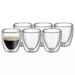 WMF Kult - Set di tazze da caffè a doppia parete in vetro resistente al calore