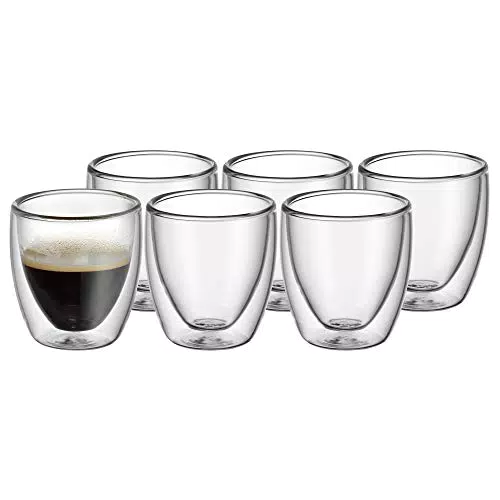 WMF Kult - Set di tazze da caffè a doppia parete in vetro resistente al calore