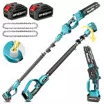 Seesii Mini Motosega Telescopica 8 Pollici con Batteria 8000mAh e Auto-Lubrificazione