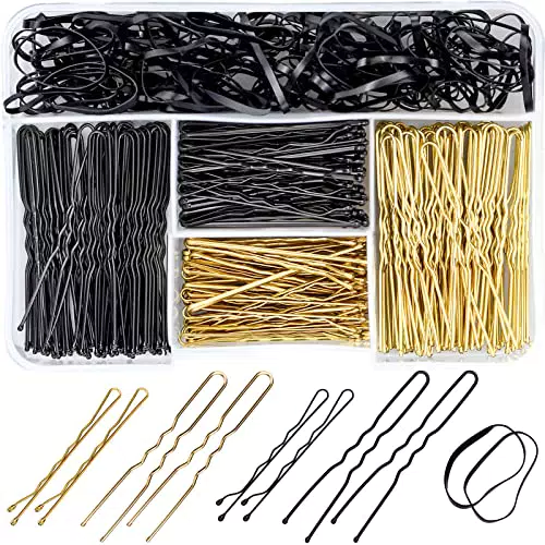 Forcine per Capelli a Forma di U con Scatola Portaoggetti - Kit Completo