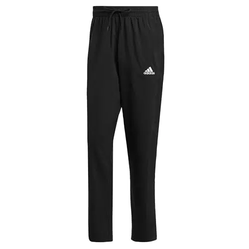 Adidas Pantaloni Uomo Aeroready Essentials Stanford con Logo Ricamato, Nero.