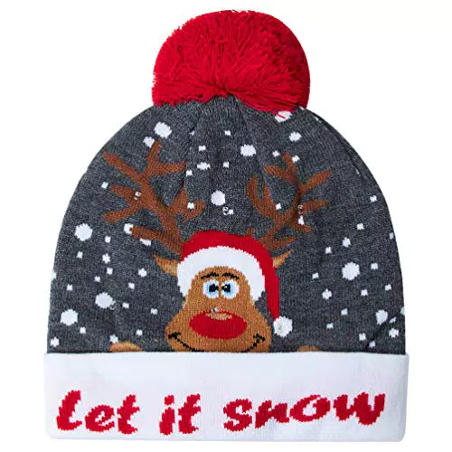AIDEAONE Cappellino di Natale Lavorato a Maglia con Illuminazione LED