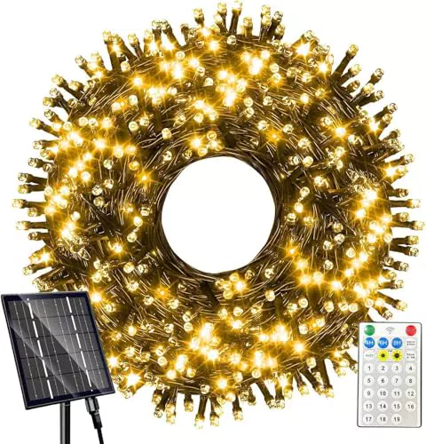 Amzxart Catena di luci solari per esterni, 400 LED, impermeabile IP65, 19 modalità