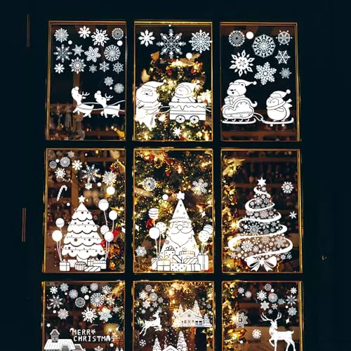 APKOL Vetrofanie Natalizie per Finestre - Adesivi Decorativi per il Natale