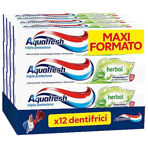 Aquafresh Dentifricio Tripla Protezione Herbal per Gengive Sane e Alito Fresco