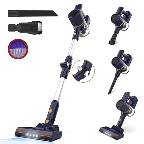 Aspirapolvere senza fili Pieghevole con Luce LED e Filtri per Peli di Animali