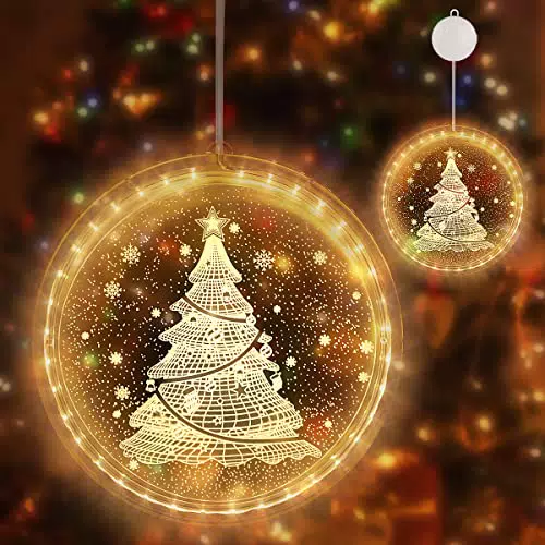 Auniq Luce Decorativa Natalizia 3D con Nastro Biadesivo per Interni ed Esterni