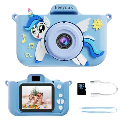 Beeyouk Macchina Fotografica Digitale per Bambini con Schermo 2.0, Regalo Ideale