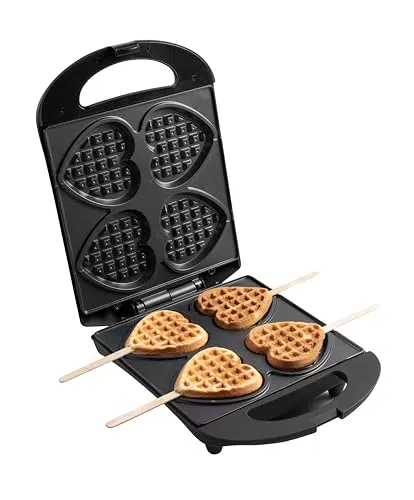 Bestron Waffle Maker a forma di cuore con antiaderente e indicatore luminoso