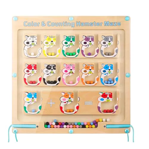 Biticolor Gioco Magnetico Labirinto Montessori in Legno per Bambini 3-7 Anni