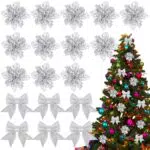 BOFUNX Fiori di Natale Glitterati per Albero e Decorazioni Festive