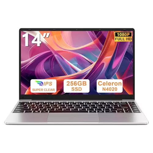 Bvate PC Portatile 14" Notebook Celeron N4020, Win 11, 256 GB, SSD Espandibile