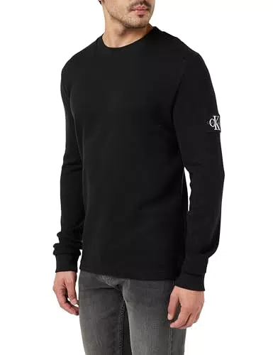 Calvin Klein Jeans Maglietta Maniche Lunghe Uomo Badge Waffle LS Tee Basic