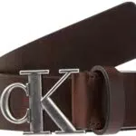 Calvin Klein Cintura Round Mono Plaque in Pelle per Uomo