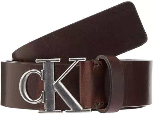 Calvin Klein Cintura Round Mono Plaque in Pelle per Uomo