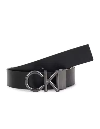 Calvin Klein Cintura in Pelle CK Metal Bombe, 3.5 cm