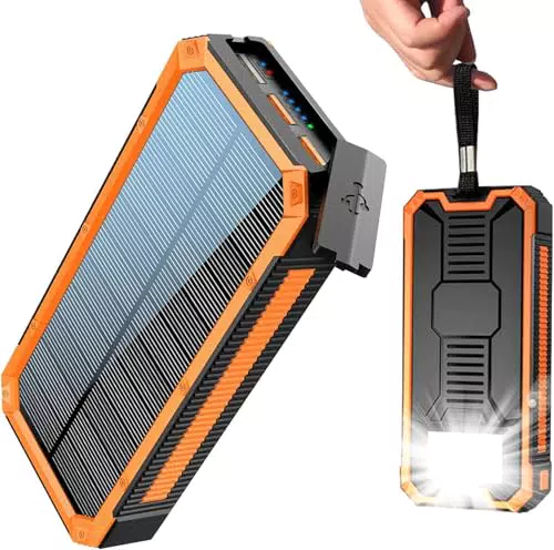 Power Bank Solare 20000mAh PD20W Ricarica Rapida USB C per Smartphone e Tablet