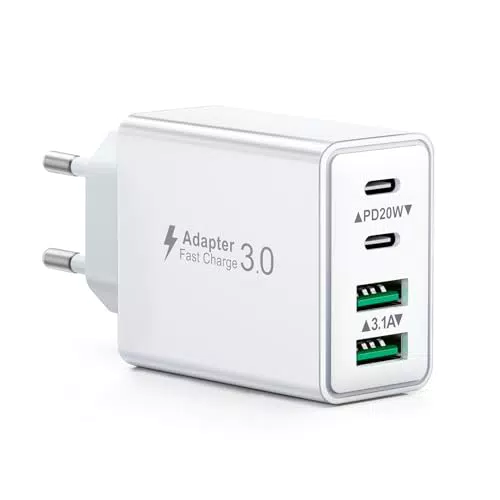 Anker Caricatore USB C 40W 4 Porte Ricarica Veloce per iPhone e Samsung