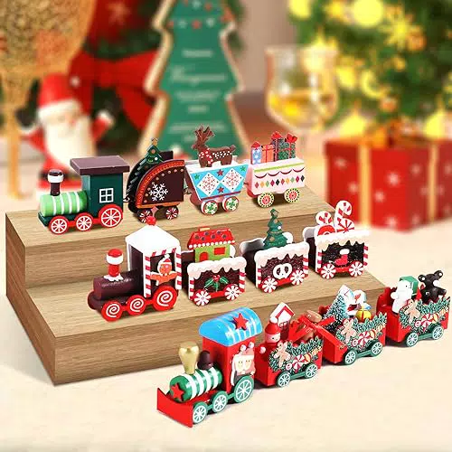 Coikes Trenino di Natale in Legno Decorativo per Festività Natalizie