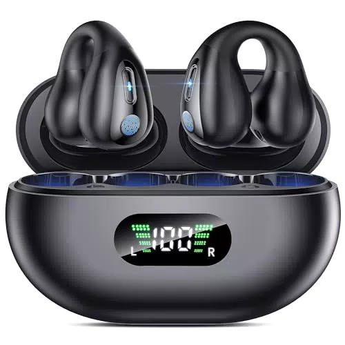 Cuffie Bluetooth Open Ear 5.3 Impermeabili con 4 Microfoni e Display LED