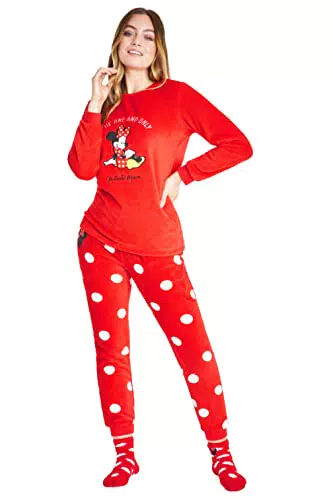 Disney Pigiama Invernale Donna in Pile con Calze Stitch e Minnie
