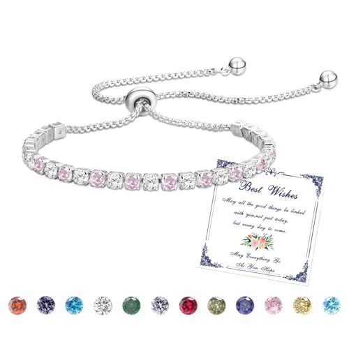 Esmoly Bracciale Tennis Argento con Zircone Regolabile - Regalo Compleanno Donna
