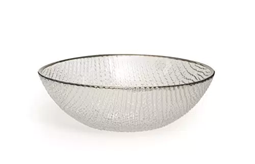 Excelsa Platinum Coppetta Trasparente in Vetro Decorata con Bordo Argento