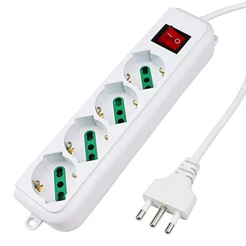 Extrastar Multipresa Elettrica 4 Prese Universali ITA 10/16A con Interruttore