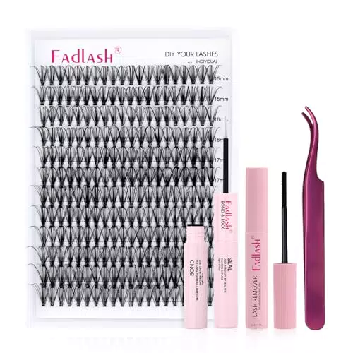 FADLASH Kit Estensione Ciglia 20D D Curl Cluster Mix con Bond e Seal