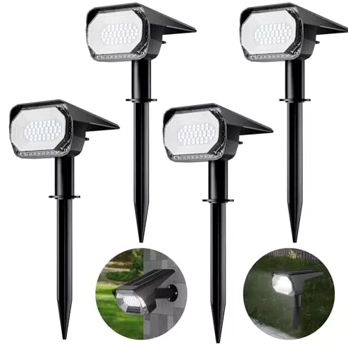 FANSANMY Faretti Solari LED da Esterno, Ricarica Solare o USB, Impermeabili IP65