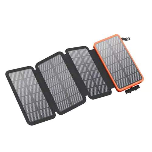 FEELLE Caricatore Solare 25000mAh Power Bank con Doppia Uscita USB e Pannelli Pieghevoli