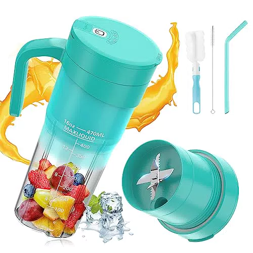 Frullatore Portatile USB Ricaricabile con 6 Lame per Frullati e Smoothie