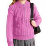 Grace Karin Cardigan a Maniche Lunghe Girocollo con Chiusura Lampo Bolero