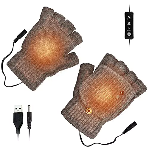 CestMall Guanti Riscaldati USB Senza Dita per Inverno e Lavoro a Maglia