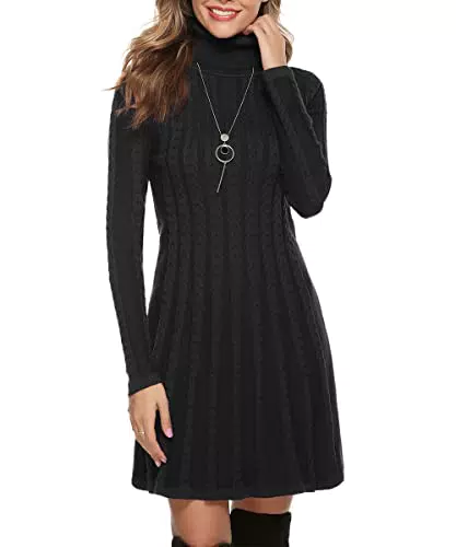 Gyabnw Vestito Casual Donna Invernale in Maglione Elegante Collo Alto Linea A