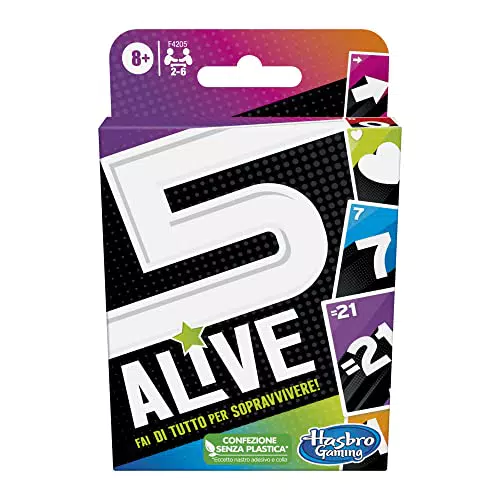 Hasbro Gaming 5 Alive - Gioco di Carte per Famiglie da 2 a 6 Giocatori