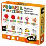 Headu Memoria Montessori - Gioco Educativo di Lettura e Classificazione per Bambini 3-6 Anni