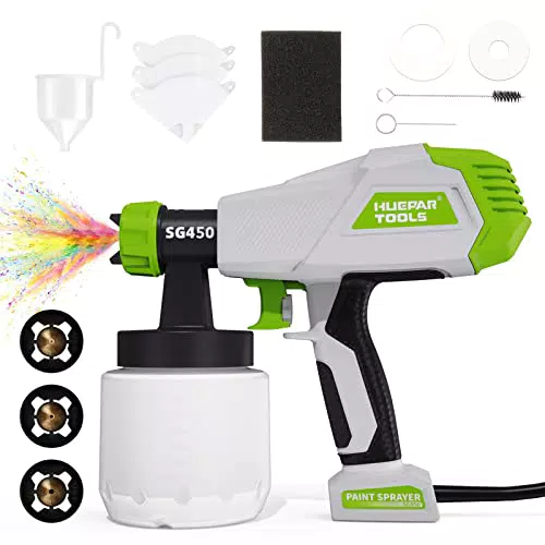 Huepar Pistola a Spruzzo HVLP 450W con 3 Ugelli e Contenitore da 800ml