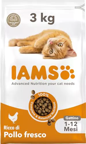 IAMS Cibo Secco per Gattini con Pollo Fresco - Nutrizione Completa per Cuccioli